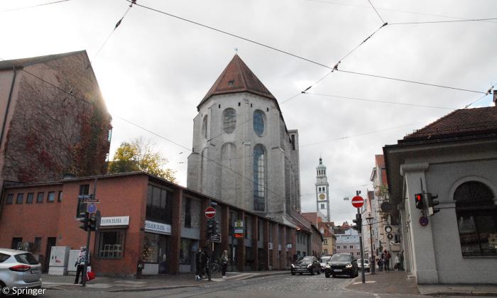 Barfüßerkirche Augsburg: heutiger Blick nach Westen