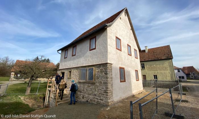 Die wiederaufgebaute Allersheimer Landsynagoge