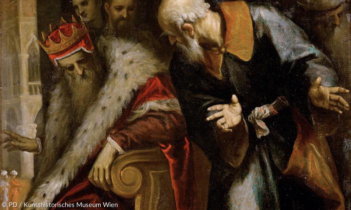 Der Prophet Nathan ermahnt König David. Gemälde von Jacopo Palma dem Jüngeren, um 1600, Kunsthistorisches Museum Wien