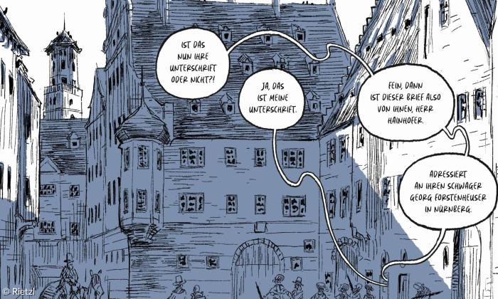 Blick in die Graphic Novel von Paul Rietzl zu Augsburg im 30-jährigen Krieg