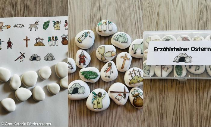 Ann-Kathrin Förderreuther verwendet zu Ostern Erzählsteine für den Religionsunterricht