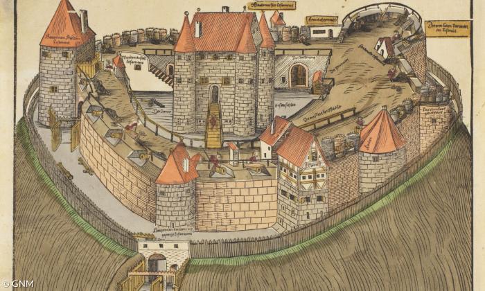 Burg Hohenlandsberg im Schnitt von Hans Glaser