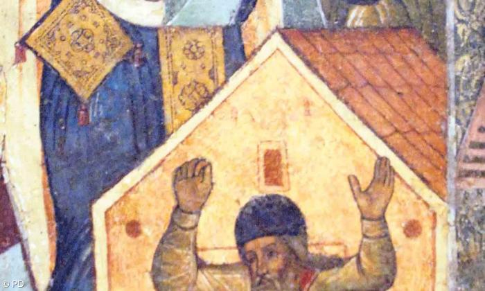 Der heilige Nikolaus ohrfeigt Arius auf dem Konzil von Nicäa