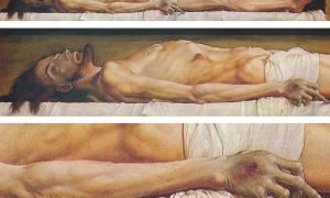 Hans Holbein: Der tote Christus im Grab.