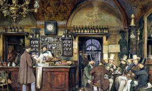 Ludwig Passini (1832-1903), Künstler im Caffè Greco in Rom, 1856, Kunsthalle Hamburg.