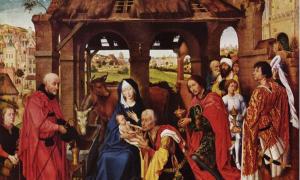 Das Gemälde »Anbetung der Heiligen Drei Könige« des niederländischen Malers Rogier van der Weyden.