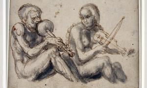 »Musizierendes Paar«, Meisterzeichnung von Lucas Cranach d. Ä., um 1530.