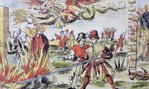 Szene der Hexenverfolgung in Nürnberg aus dem Jahr 1555.