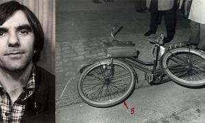 Rudi Dutschke - Fahrrad und Aktentasche am Tatort des Attentats vom 11. April 1968.