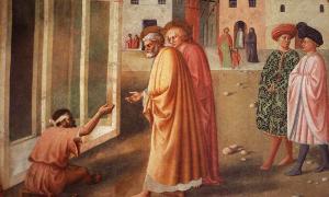 Petrus und Johannes heilen einen Gelähmten