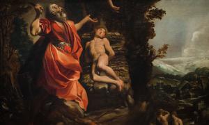 Abraham ist kurz davor Isaak zu opfern