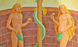 Gemälde Adam und Eva mit Schlange