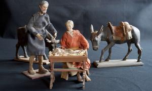 Krippenszene mit Ochs und Esel