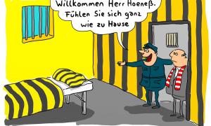 Caricatura 2020 - Mario Lars, 2013 - Willkommen Herr Hoeneß. Fühlen Sie sich ganz wie zu Hause.