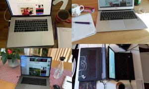 Laptop, Block und Kaffeetasse: So sieht das aus, wenn die Redaktion im Home-Office arbeitet.