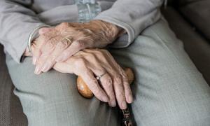 Seniorin Hände Stock Pflege