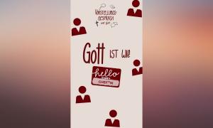 Titelbild vom Vorstellungsgespräch mit Gott. Mit dem Text: Gott ist wie ein*e Chef*in