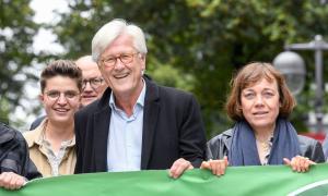 Präses Anna-Nicole Heinrich und der scheidende EKD-Ratsvorsitzende Bedford-Strohm