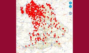 Eine Landkarte mit allen jüdischen Gemeinden in Bayern
