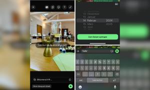 Mehrere Bildschirme, die WhatsApp-Verläufe zeigen