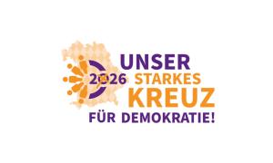 Eine Bayernkarte mit dem Spruch: Unser starkes Kreuz für Demokratie